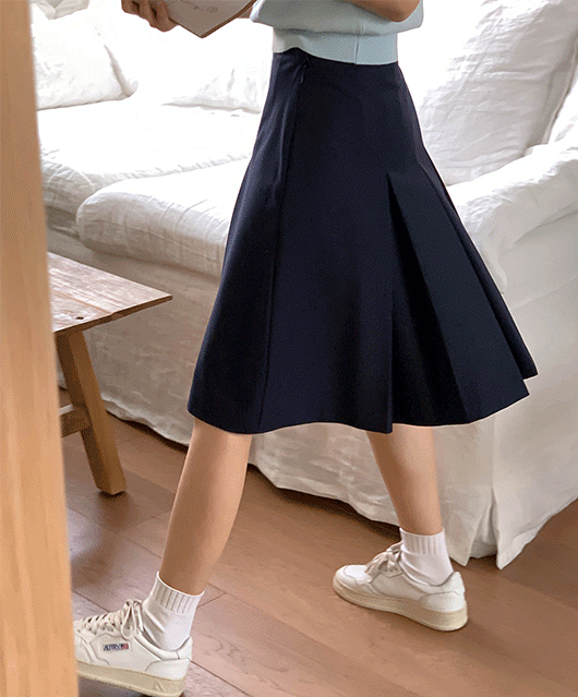 Sevia midi pleats skirt (2color)
