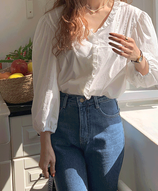 🎀재진행/주문폭주🎀 aryanah puff cotton blouse (2color)