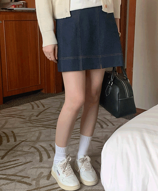 Voice denim mini skirt (2color)