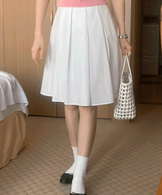 Glow pleats midi skirt (2color)