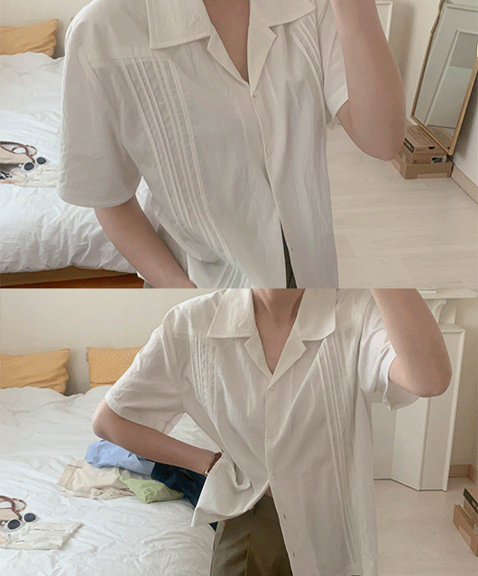 ✨주문폭주✨ Lupe pintuck half sleeve shirts (2color)