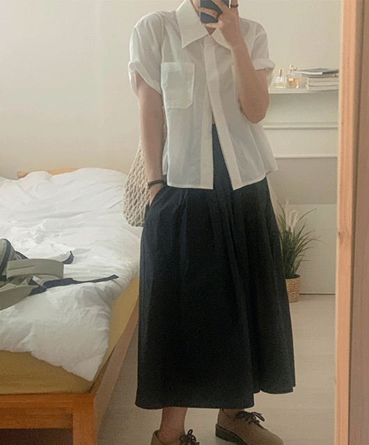 Maki pleats long skirt (2color)