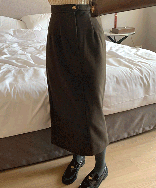 Horn long wool skirt (2color)