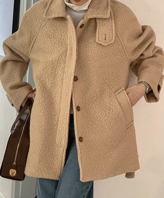 💛울100%/MD추천💛 Tuta boucle half coat (2color)